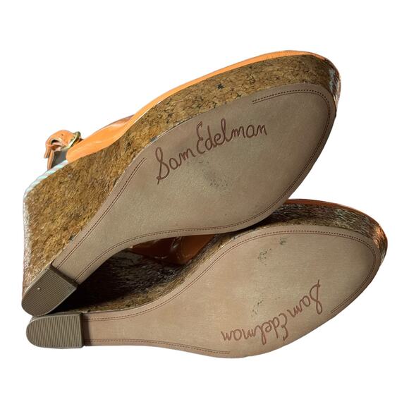 Sam Edelman Mallory Cork Wedge orange slingback size 7.5 - Picture 11 of 13